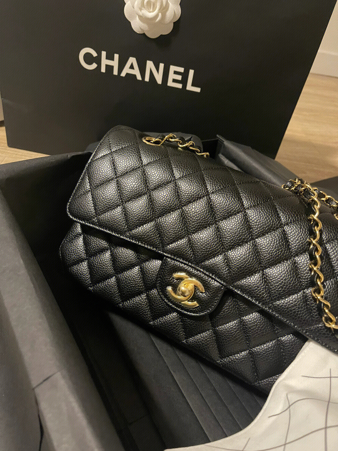 chanelcf黑金牛中号