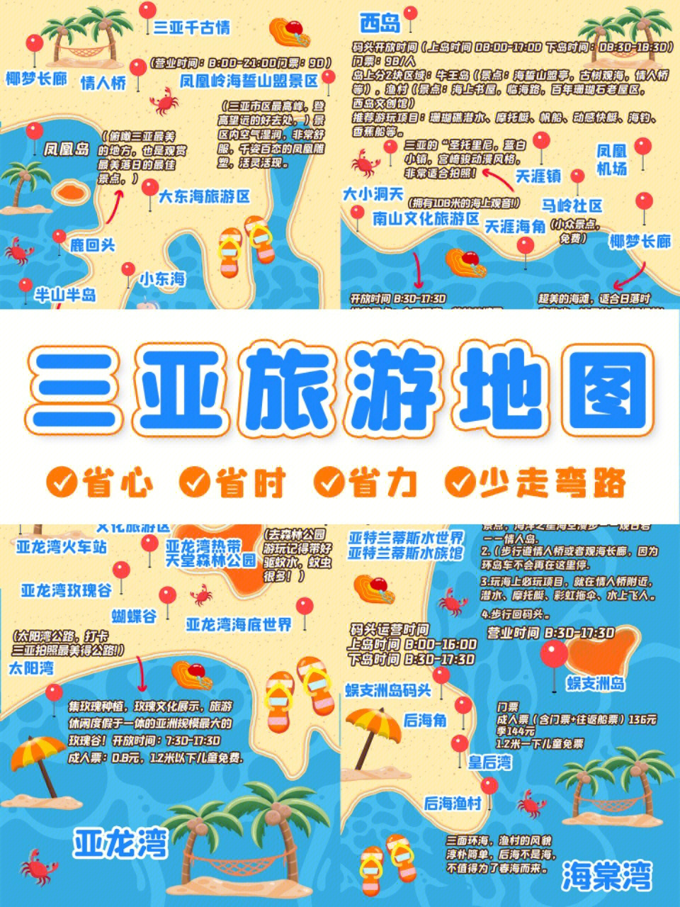 本地人熬夜6小时手绘三亚地图73省时省力