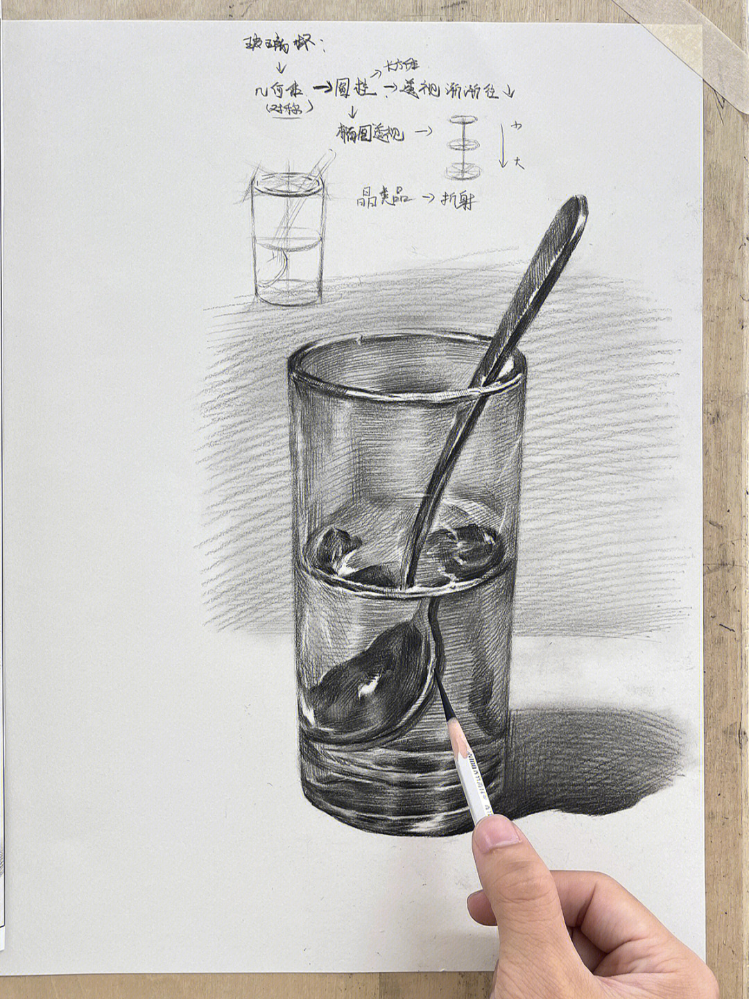 素描静物玻璃水杯示范详细步骤图