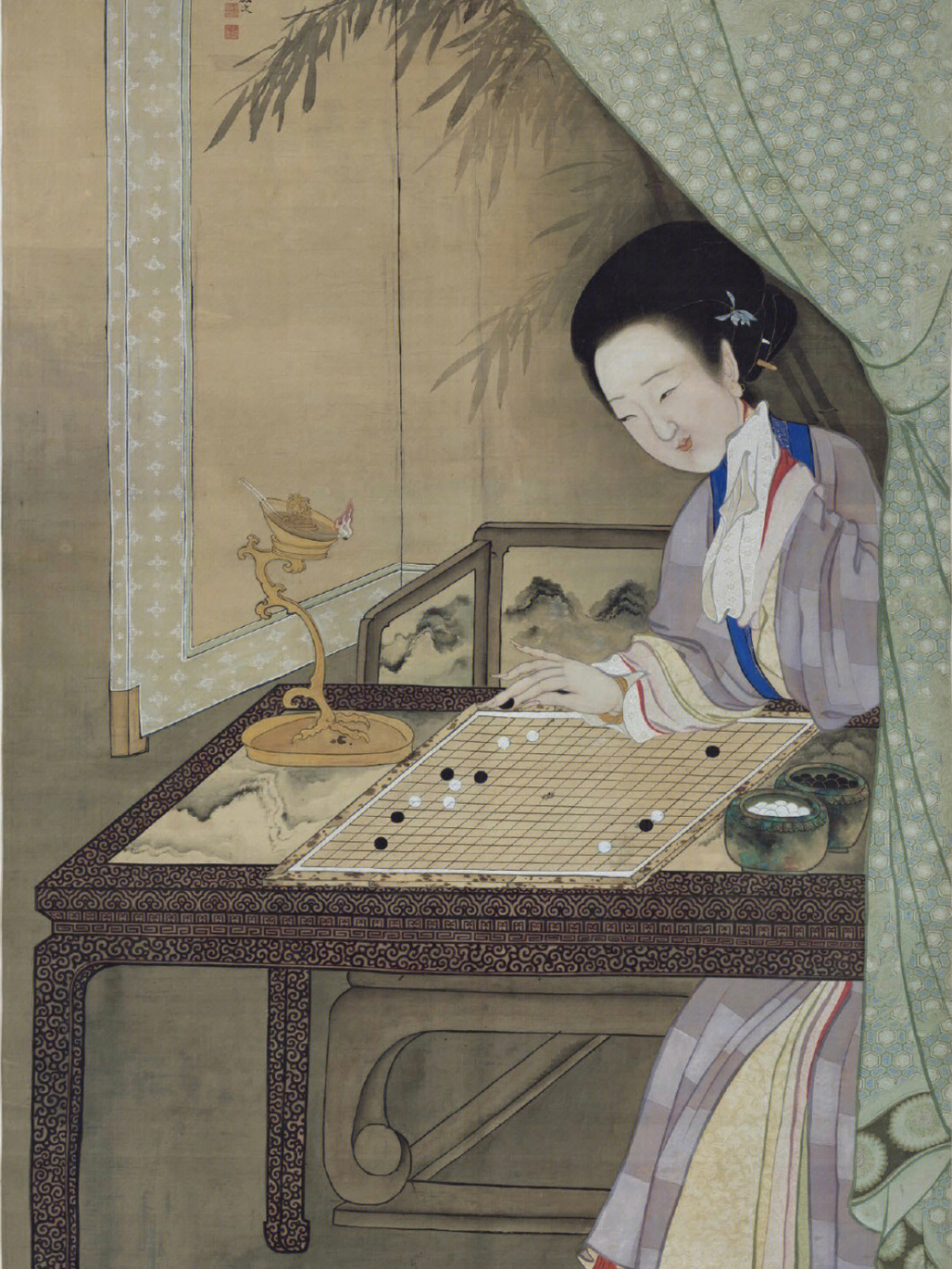 美人下棋中国古代女棋手们的名画