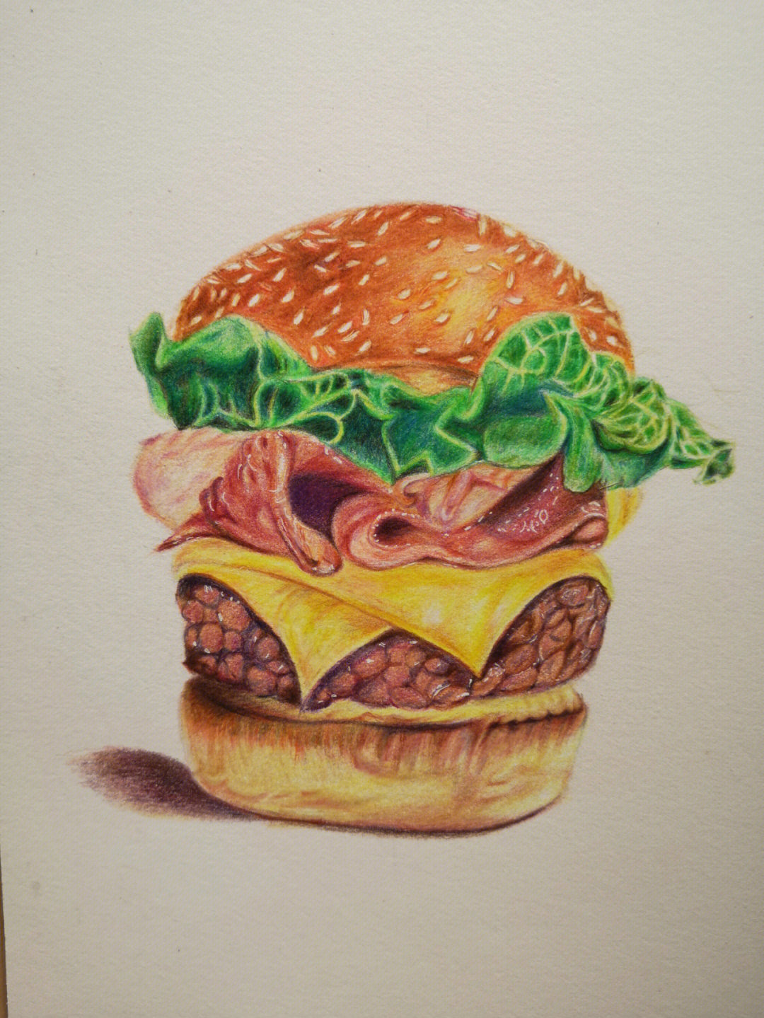 汉堡包彩铅画图片