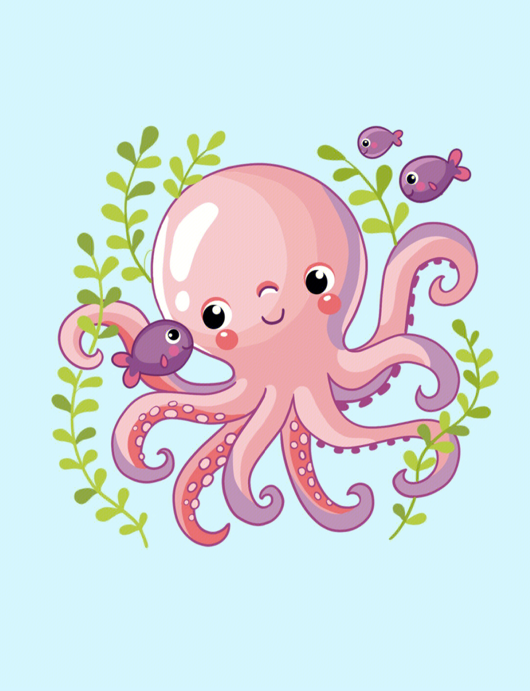 01海洋生物小章鱼绘画教程含线稿