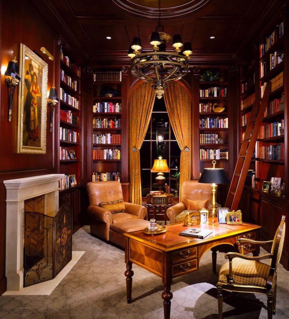 静谧而深邃的美式书房