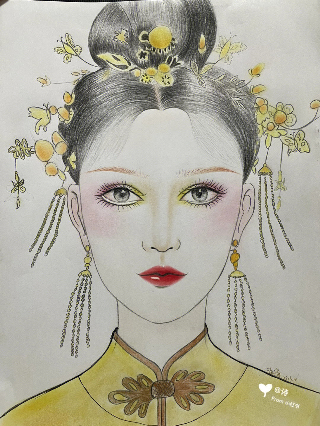 中式新娘纸妆图图片