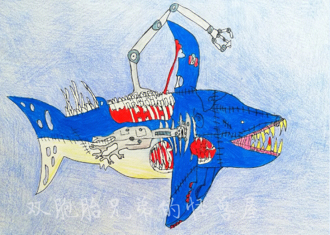 鲨鱼机器人简笔画图片
