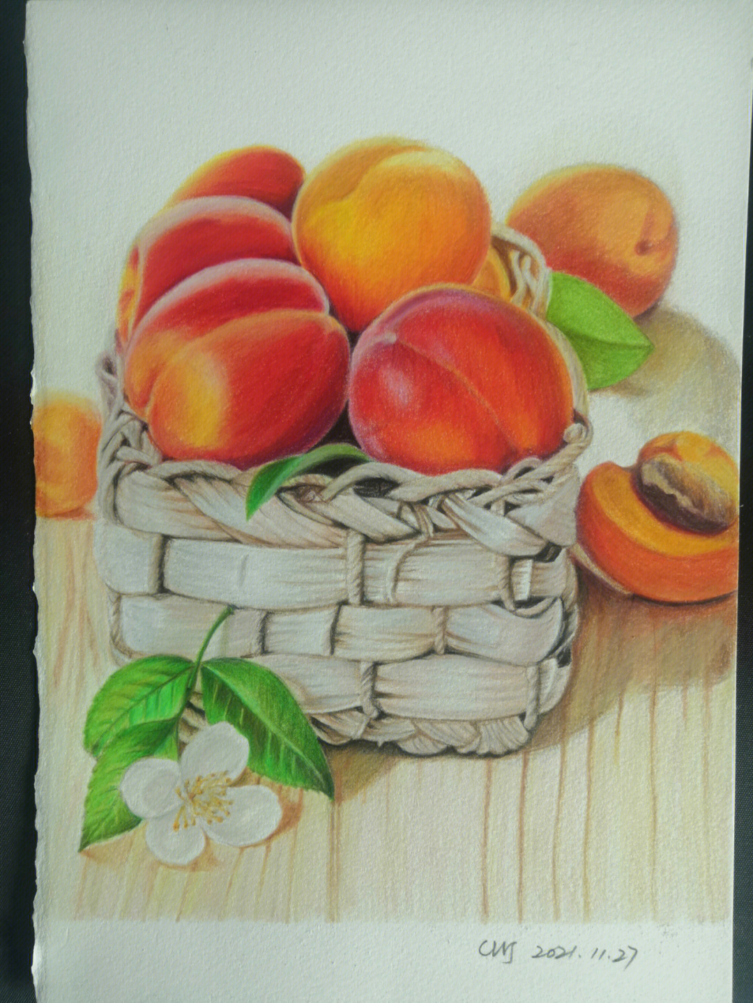 彩铅手绘杏
