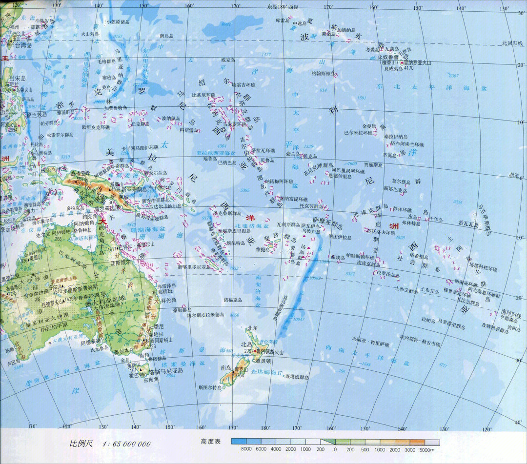 大洋洲地形分布图简图图片