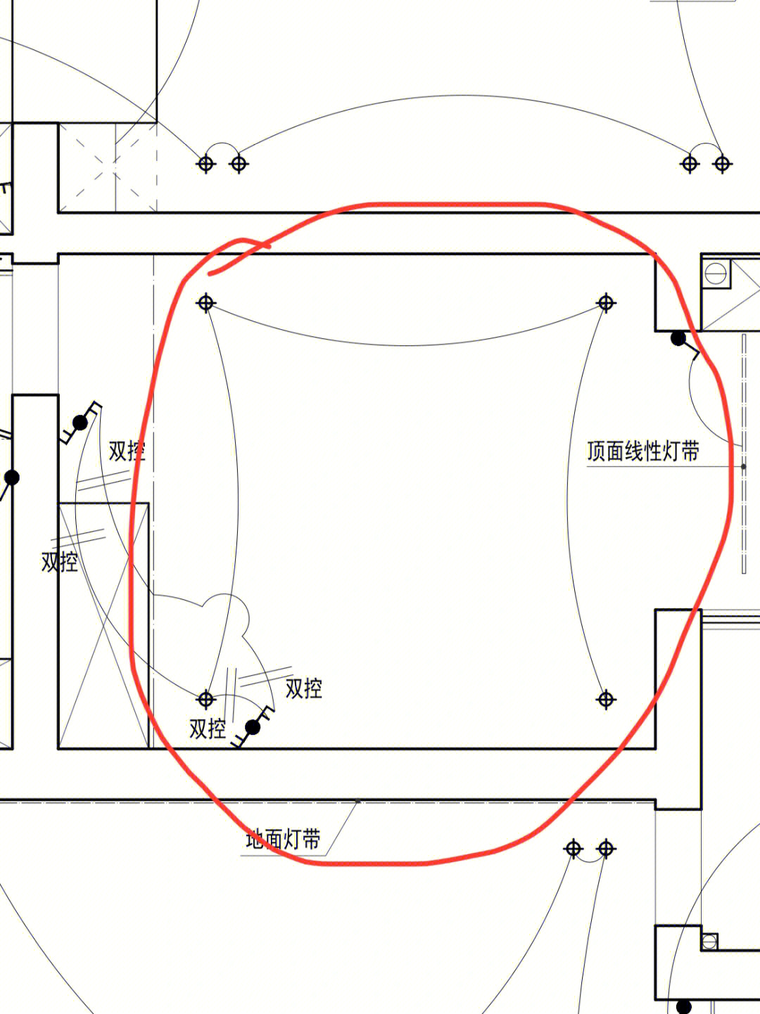 客厅吊顶筒灯布线图图片