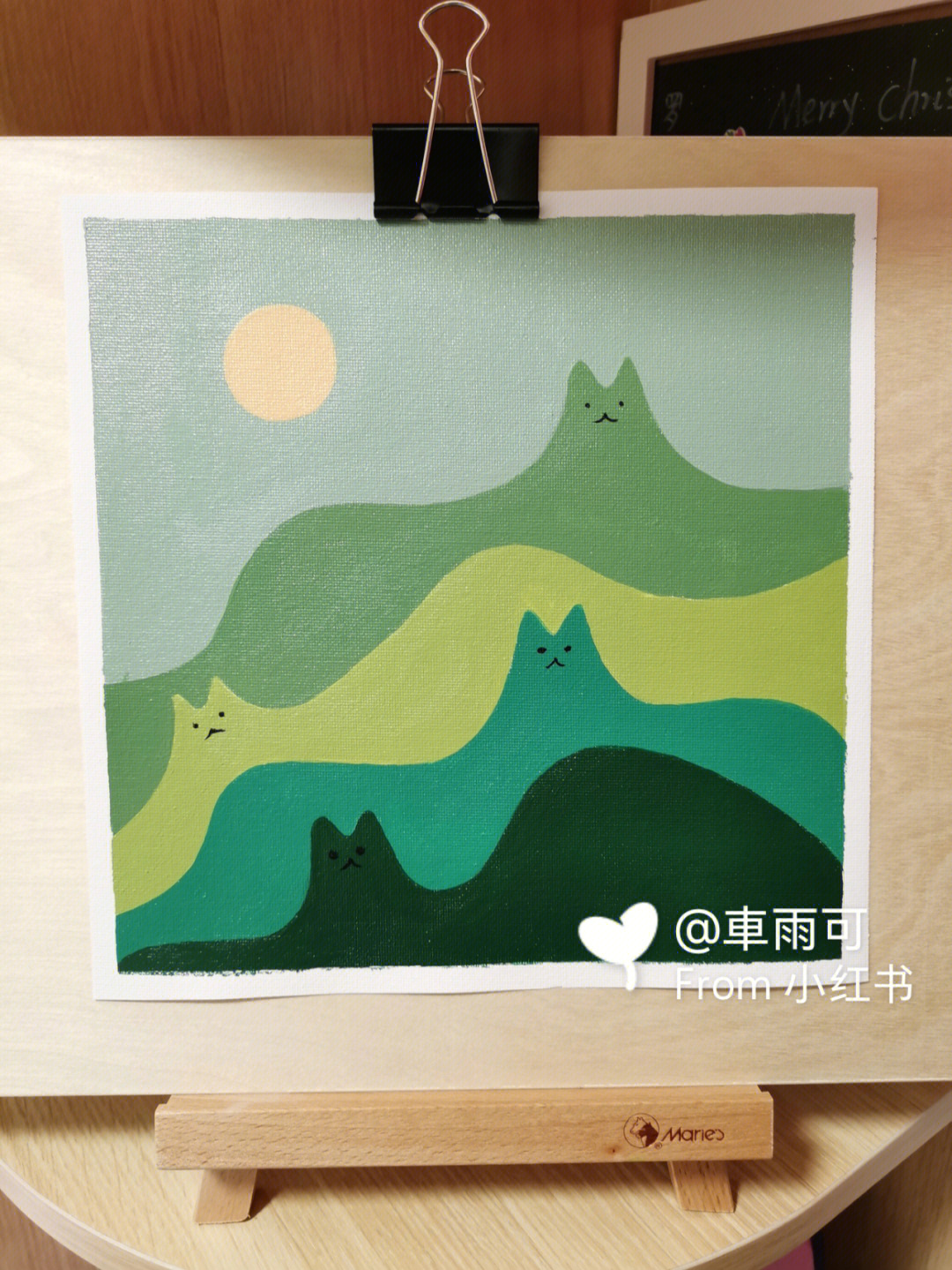 丙烯画入门练习no5装饰画猫咪猫山