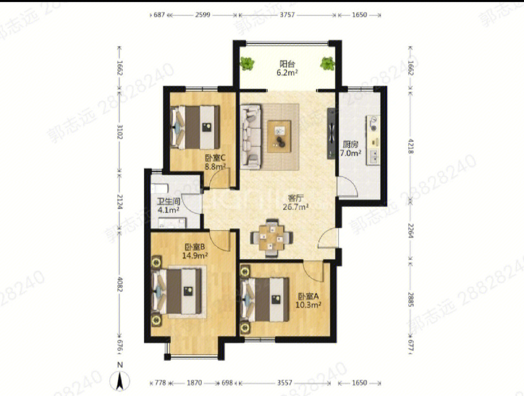 全明户型,首付45万,入住小区,17年新装修,入住不到2年,保持好#西安