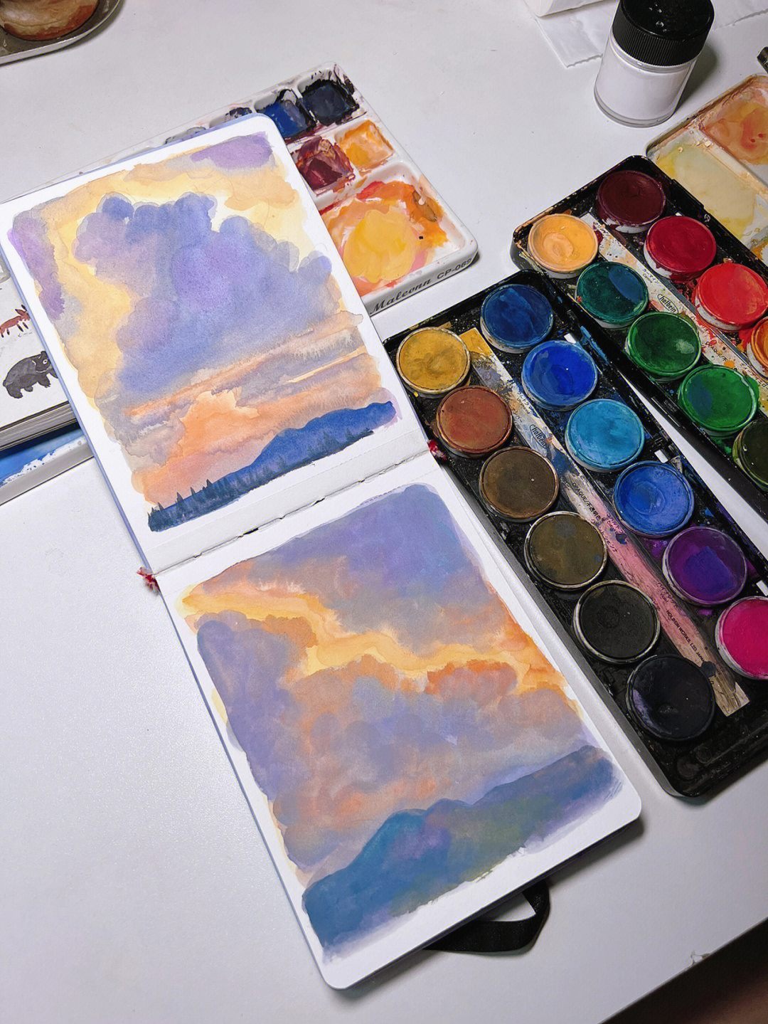 颜料画云朵教程图片