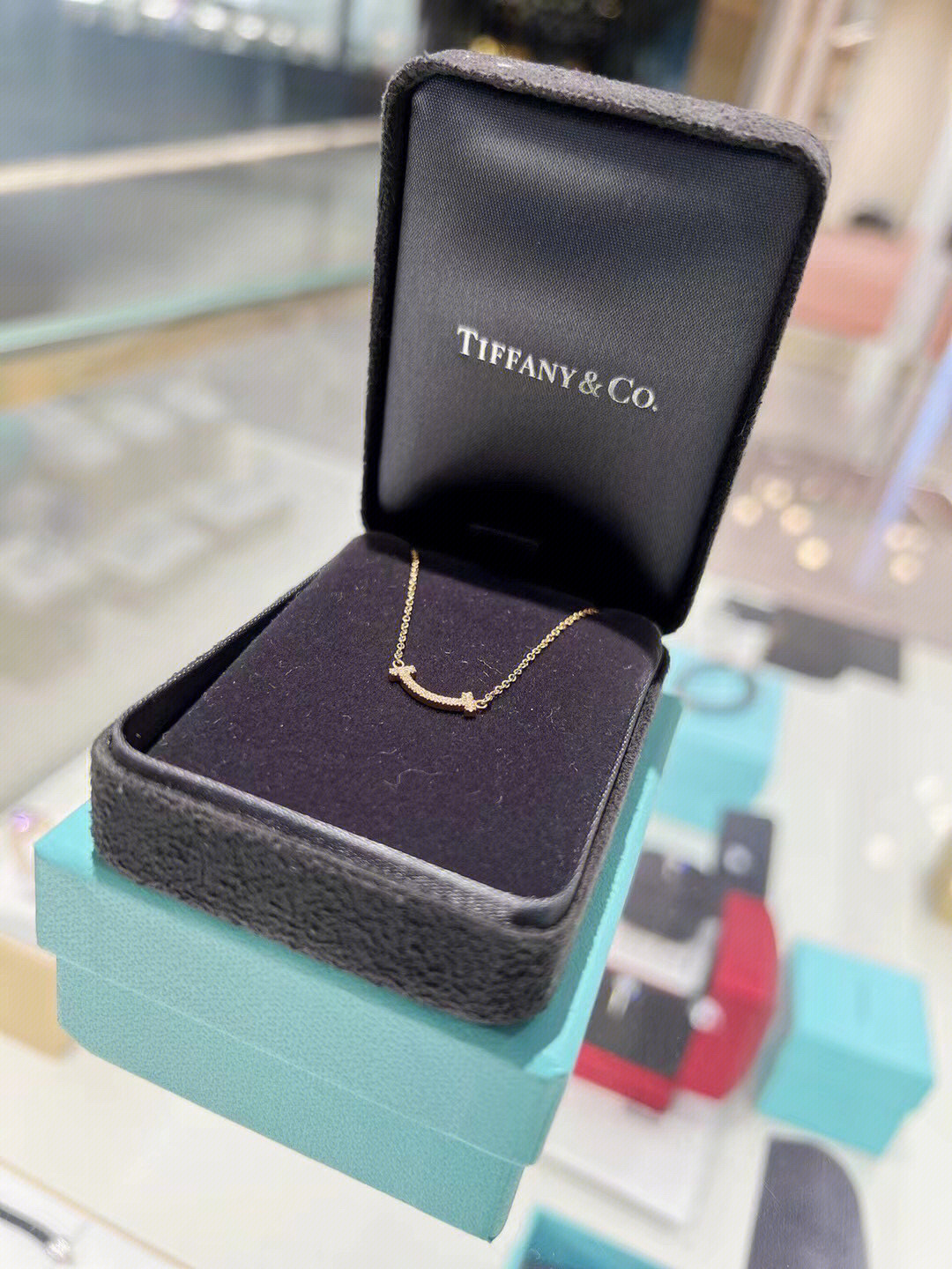 tiffany笑脸项链包装盒图片