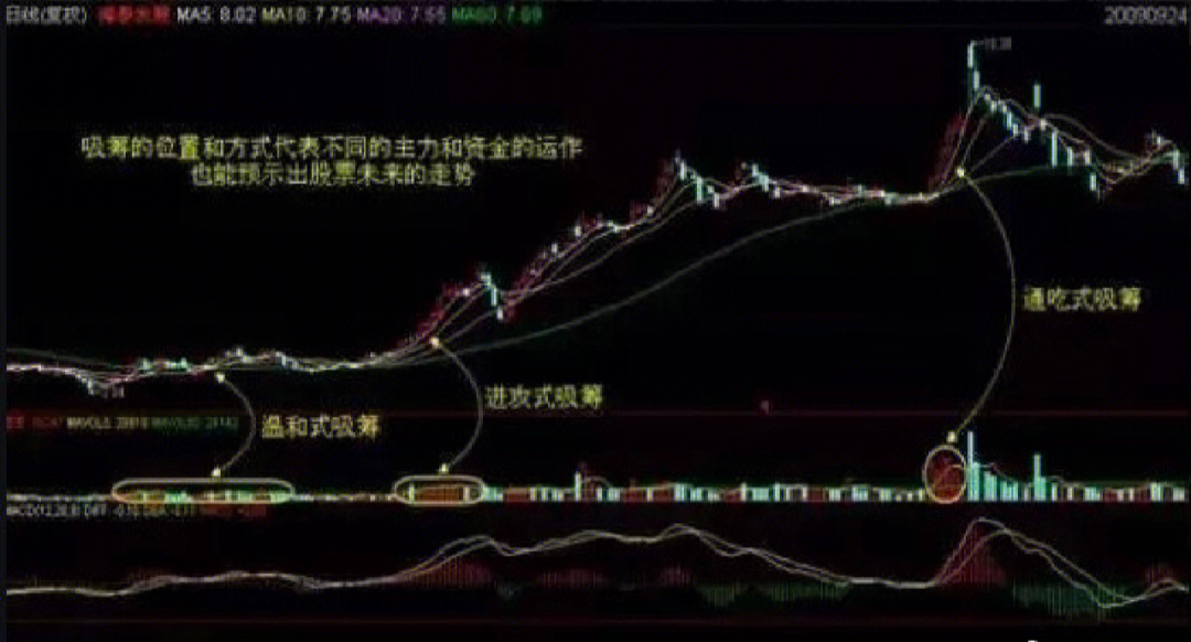 筹码分布黄线代表图片