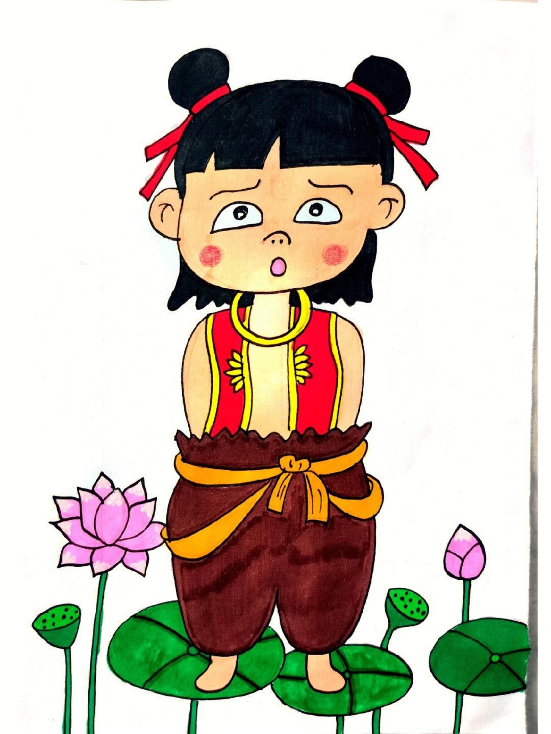 哪吒简笔画,我是小妖怪逍遥又自在#哪吒之魔童降世#哪吒简笔画