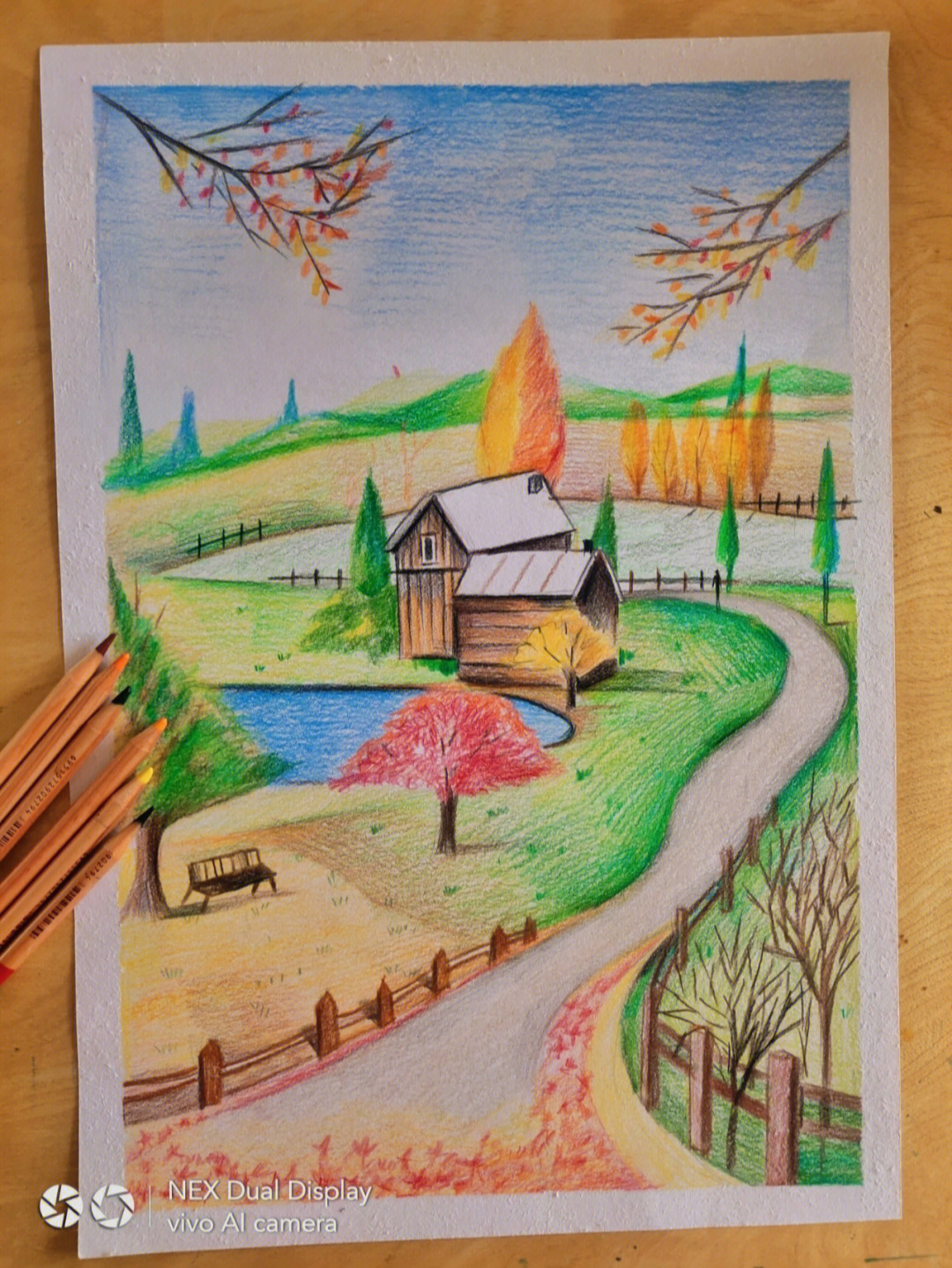 秋天的彩铅画简单漂亮图片