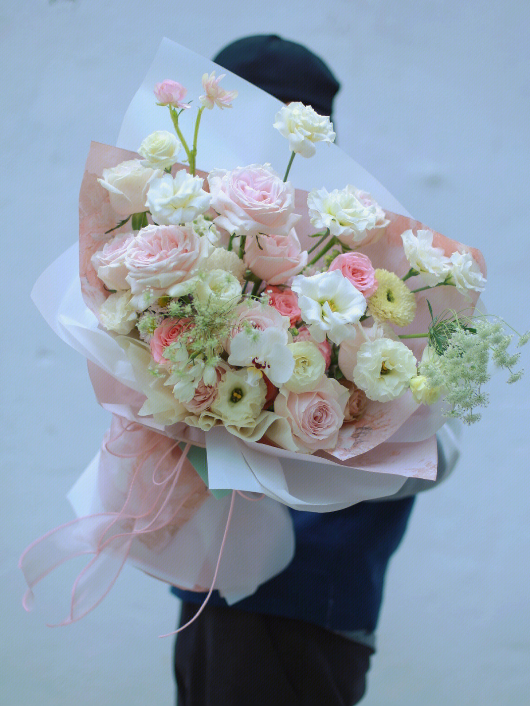 韩式粉红雪山玫瑰花束