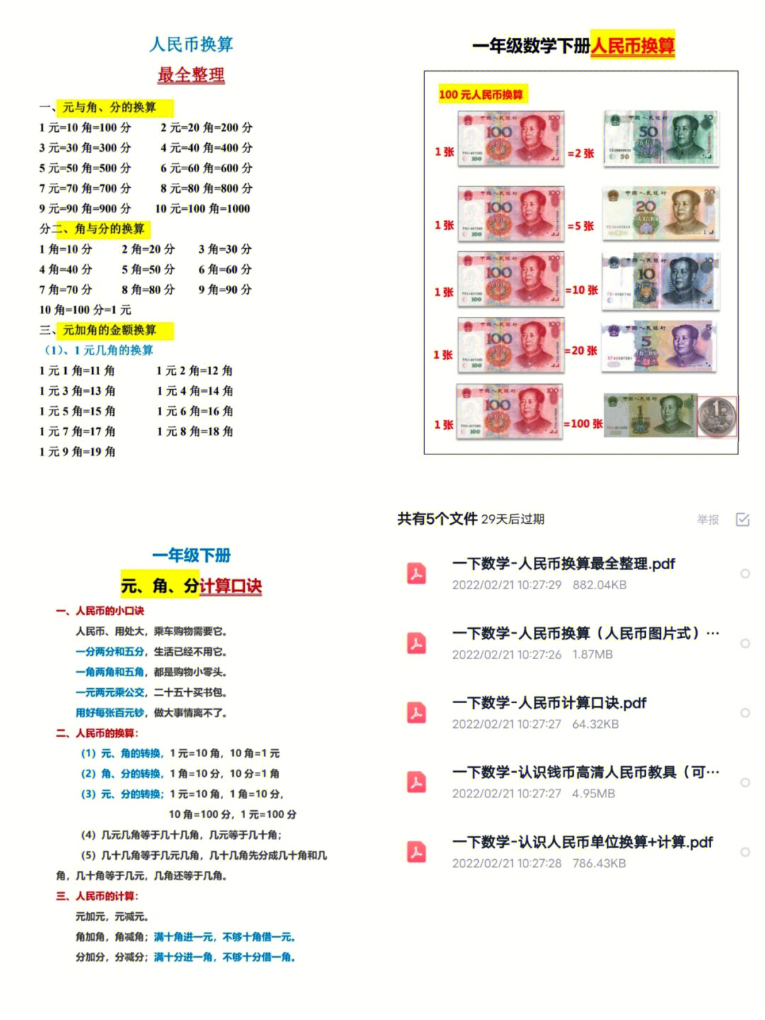 认识人民币最全整理资料60