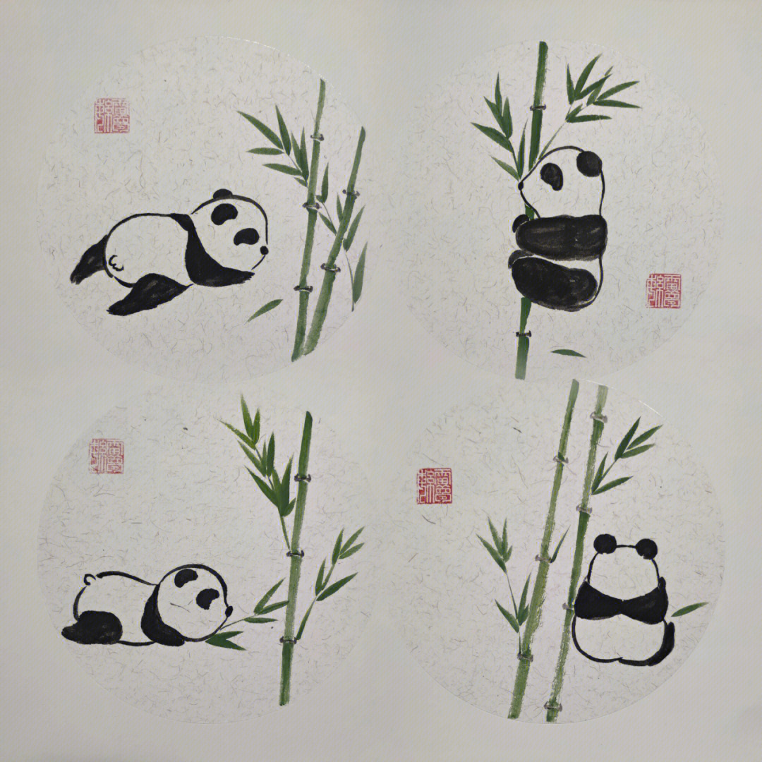 国画小熊猫的画法图片