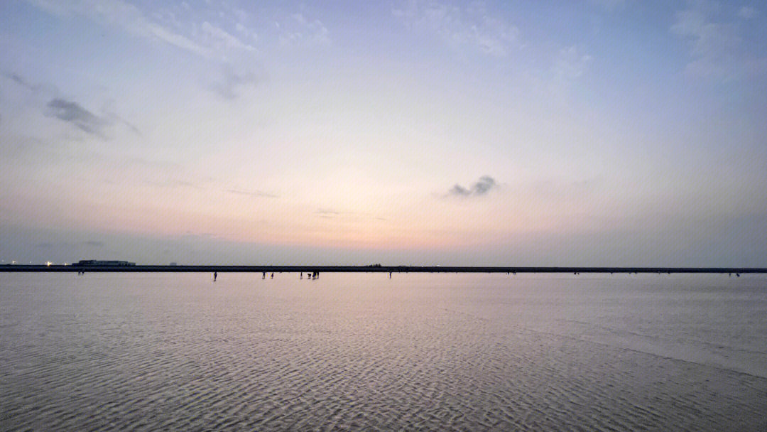 上海南汇东滩湿地的日落余晖