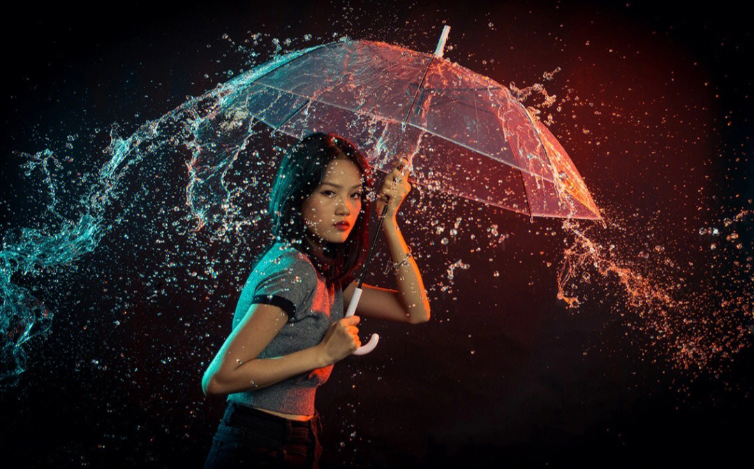 雨伞旋转甩出水方向图图片