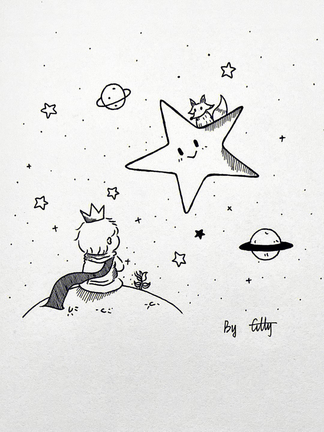 小王子星球简笔画图片