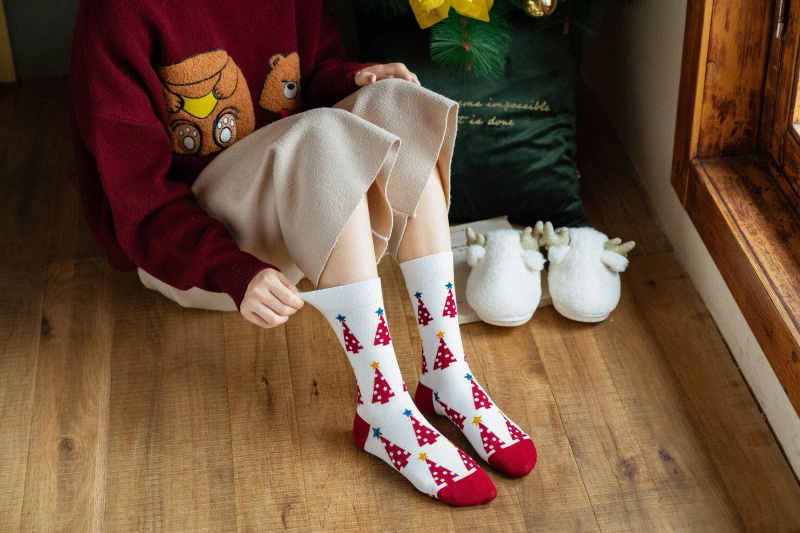圣诞90袜子,长筒潮女,可爱,俏皮秋冬袜,棉袜