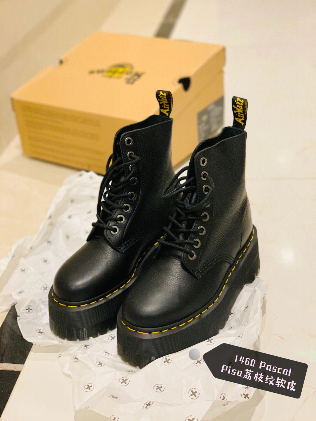 dr.martens 1460 pascal pisa荔枝纹软皮厚底8孔马丁靴90dr.