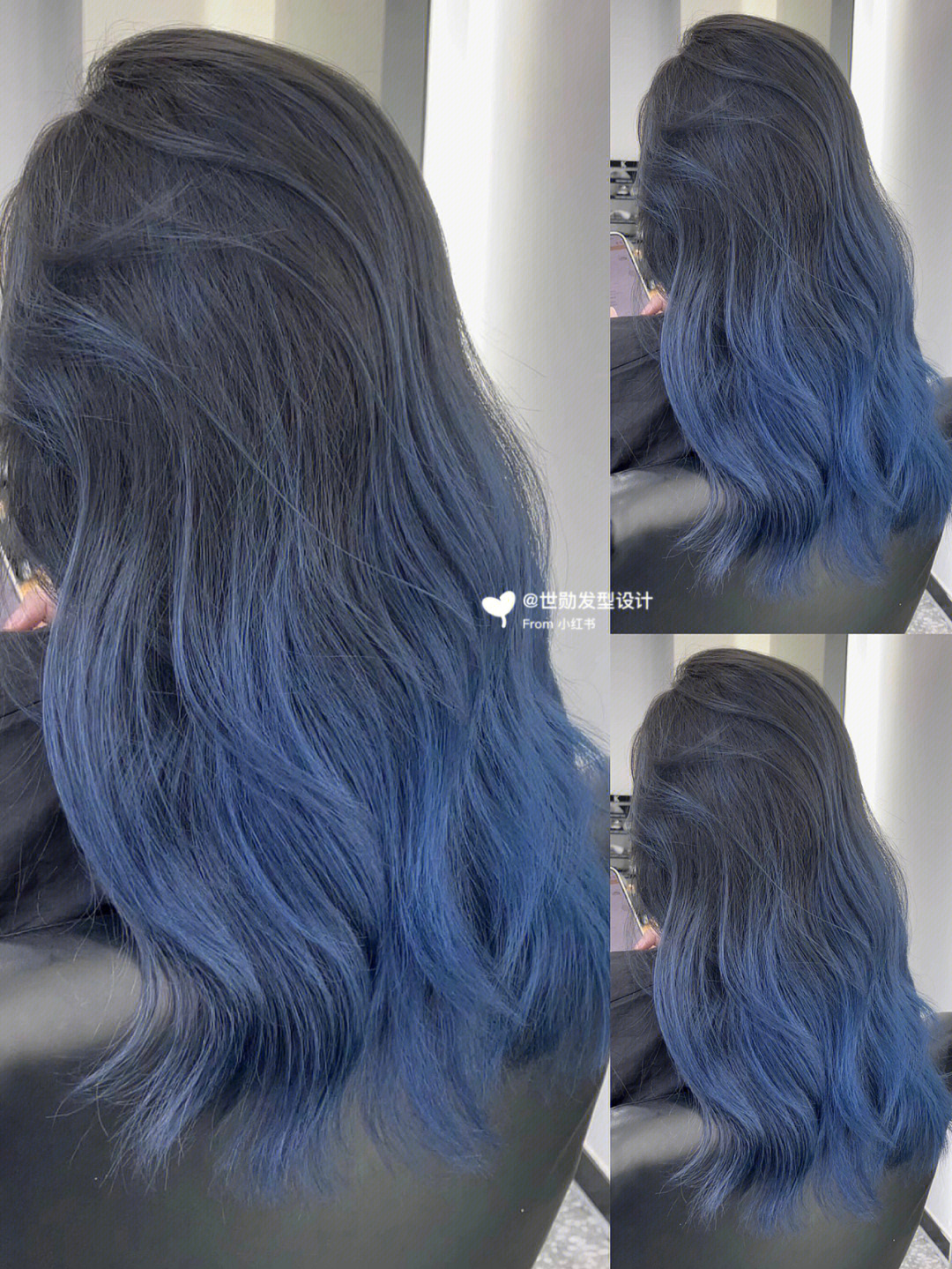 黑发蓝色挑染图片