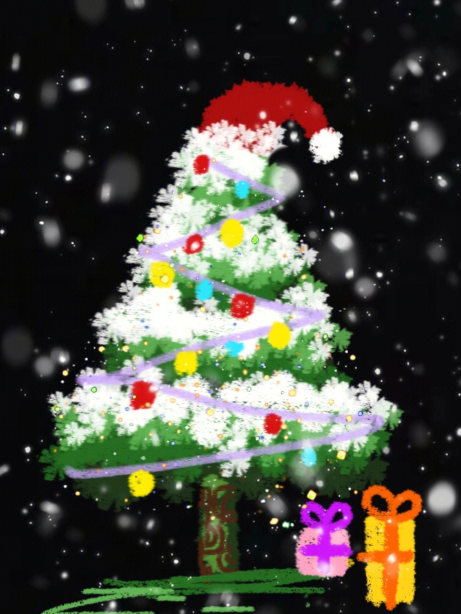 手机画的圣诞树四季