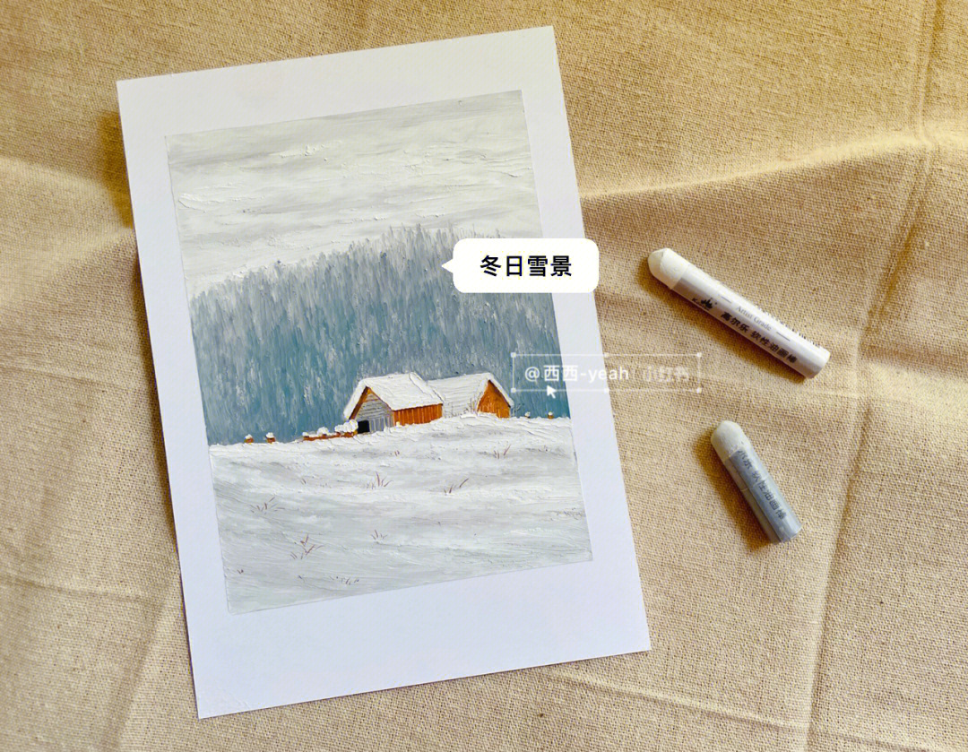 油画棒冬日雪景76