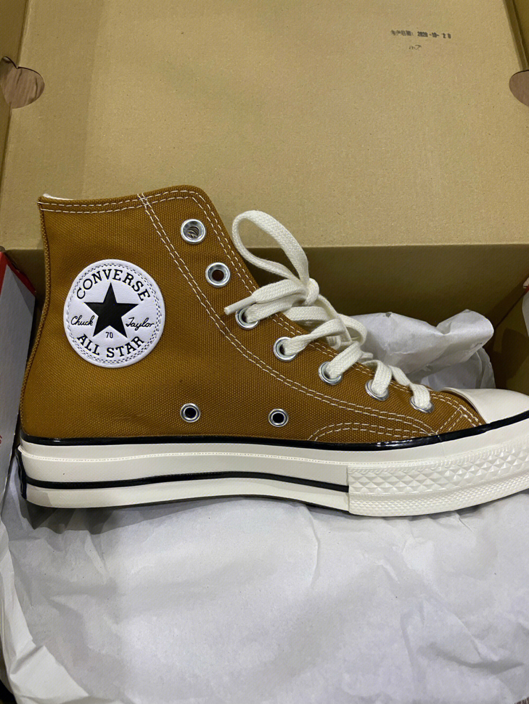 匡威converse1970s三星标高帮卡其色黄棕