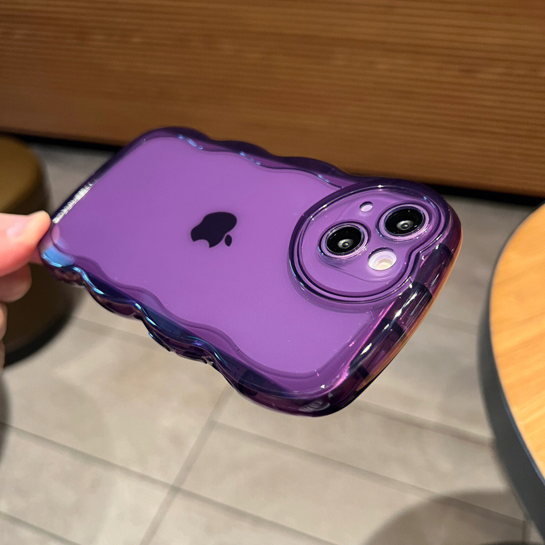 小众风格透明紫色苹果13手机壳