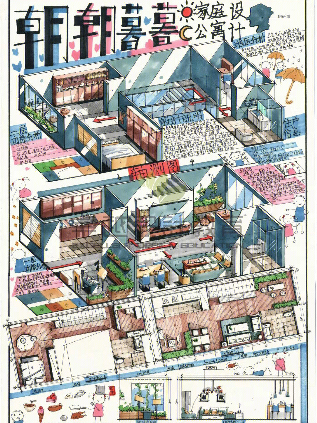 室内快题92城市公寓设计60轴测图合集75