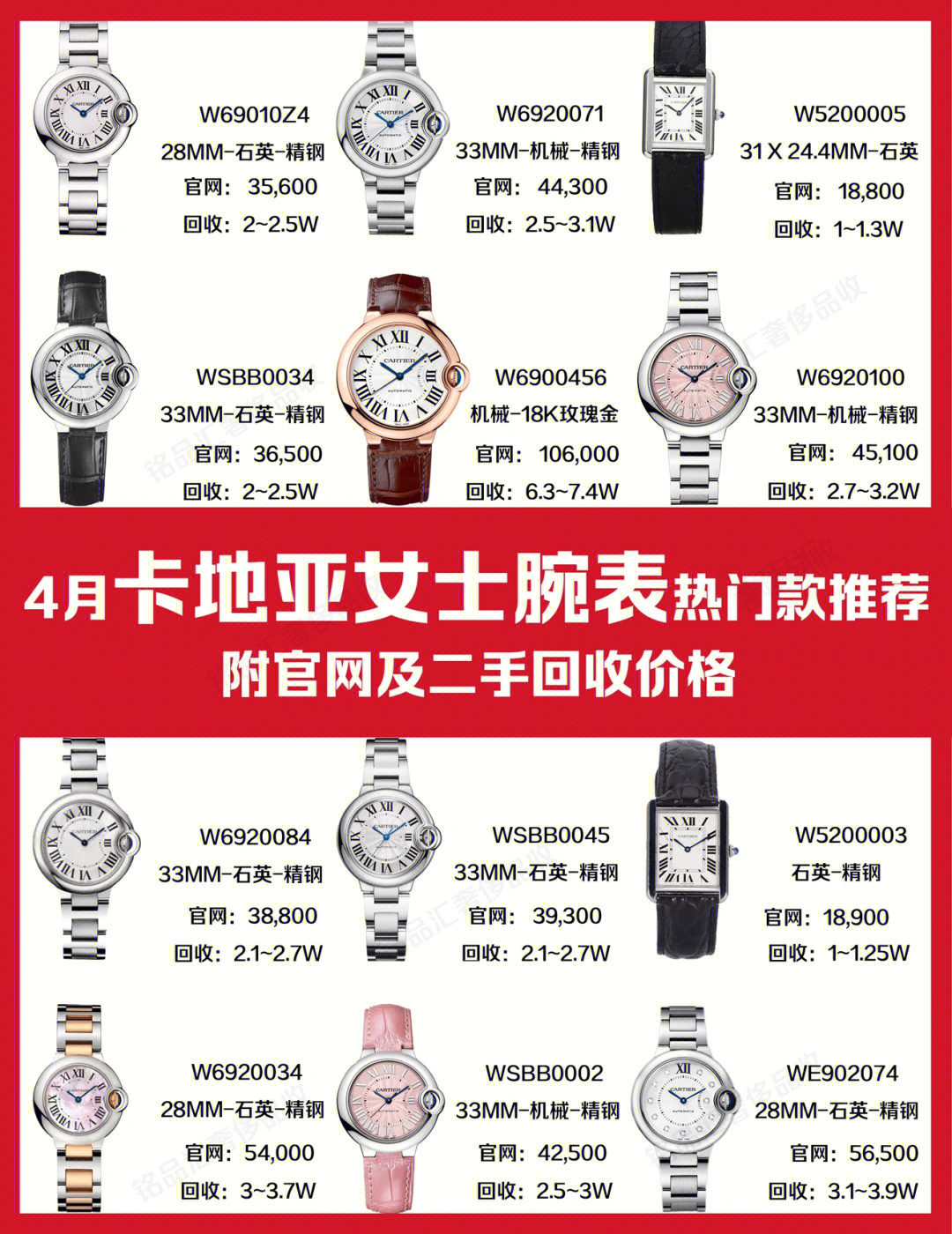 卡地亚手表价位图片
