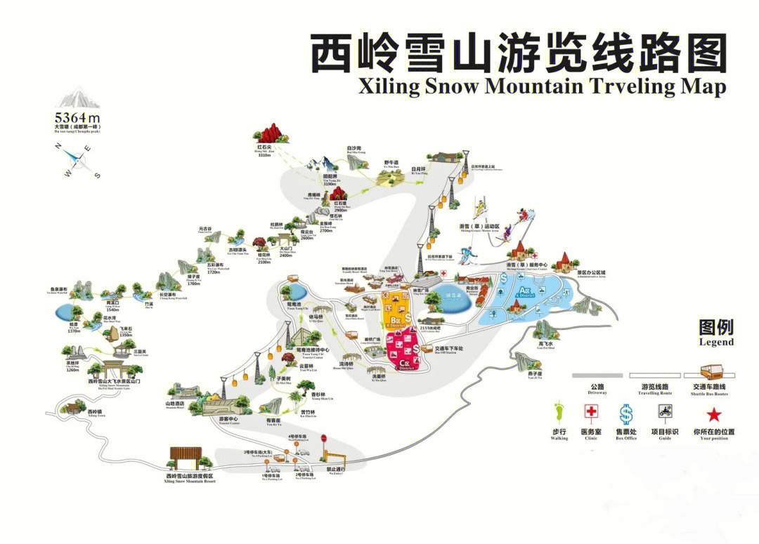 西岭雪山景区路线图图片