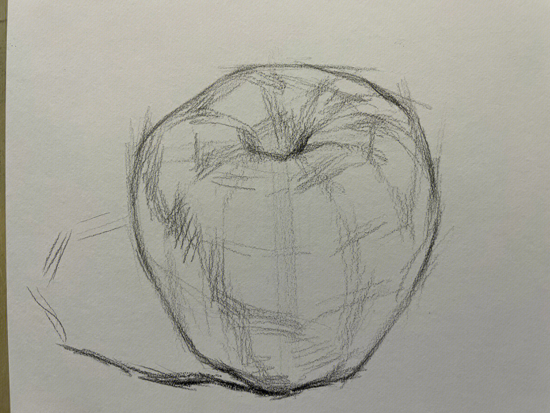 苹果素描画法步骤图片