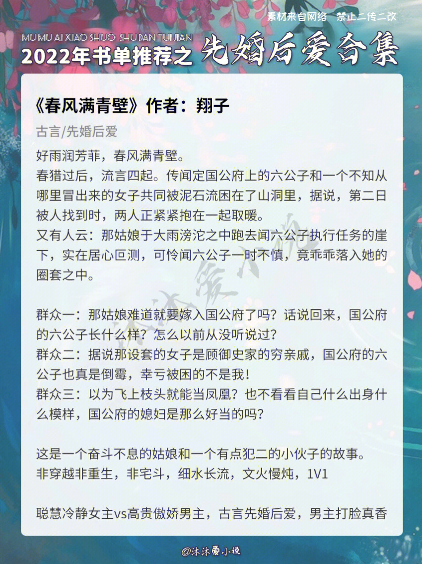 《春风满青壁》作者:翔子(聪慧冷静女主vs高贵傲娇男主《嫁给