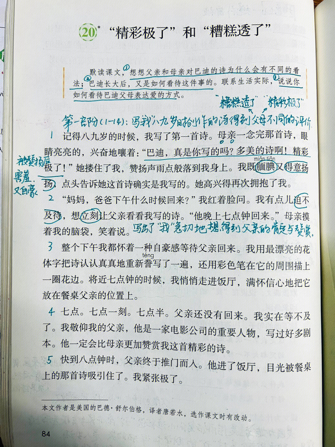 备课笔记20精彩极了和糟糕透了