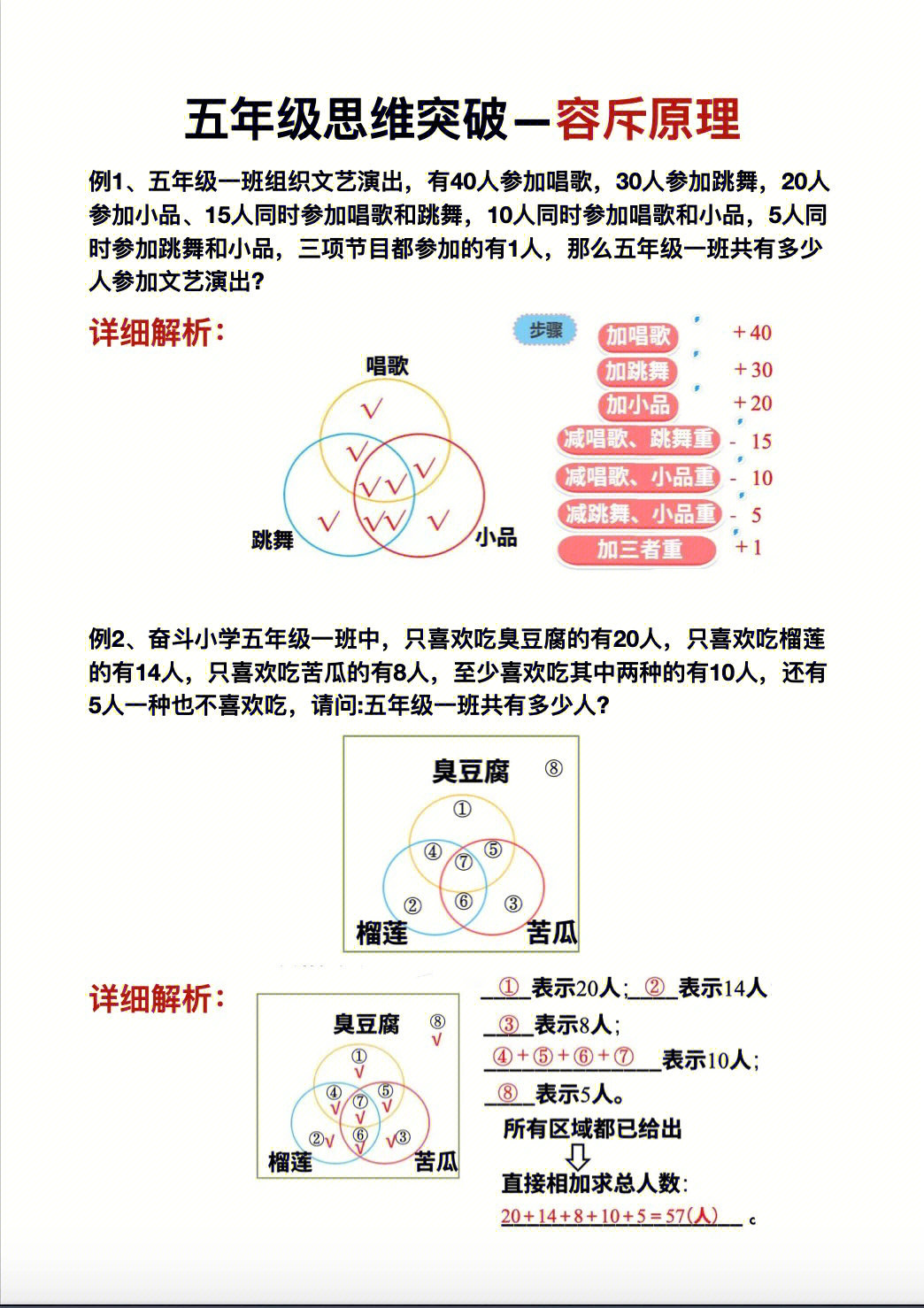 五年级容斥原理文氏图专项练习