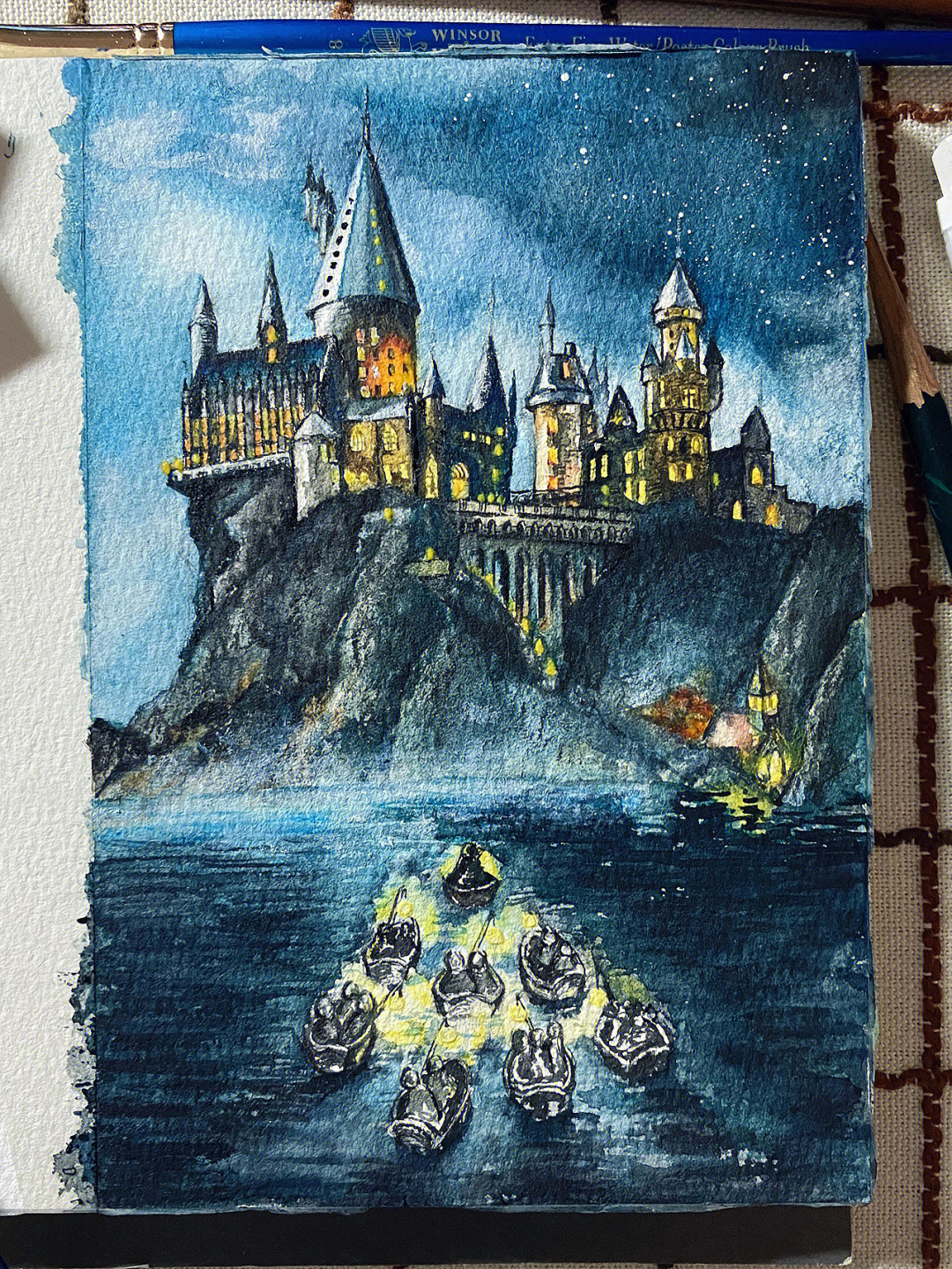 哈利波特海报手绘城堡图片