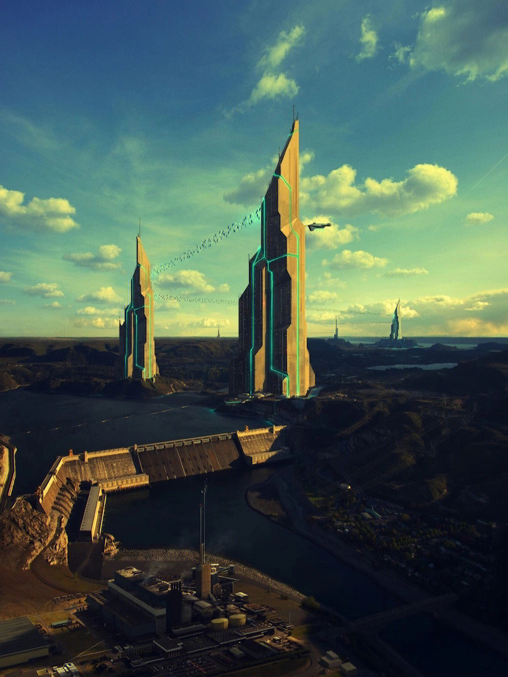 赛博朋克科幻世界建筑场景概念设计