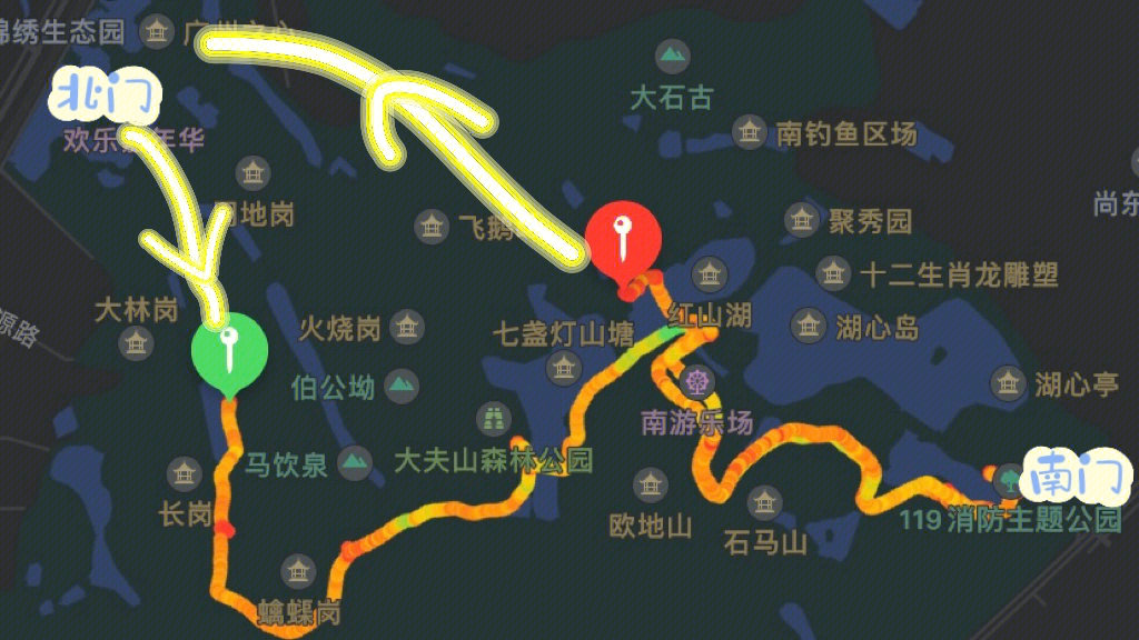 大夫山骑行路线图片