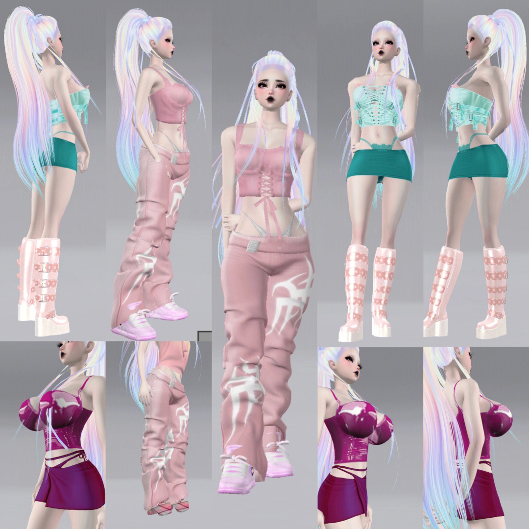 imvu 论游戏软件怎么搭配出时尚圈效果黑色96辣妹套装 适当的露