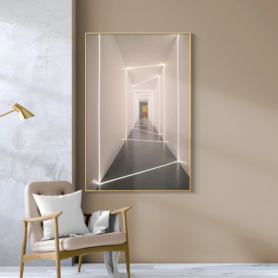 现代轻奢抽象空间玄关走廊装饰画 《光与影》 时间停歇在光与影