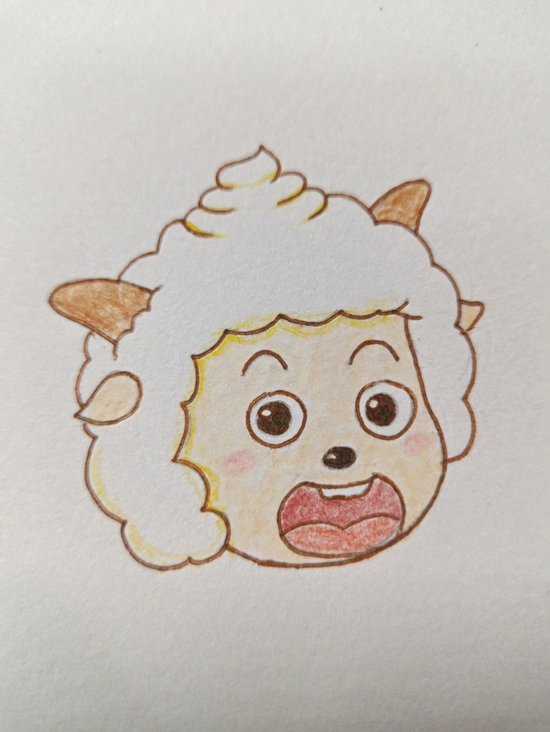 懒羊羊简笔画带颜色图片