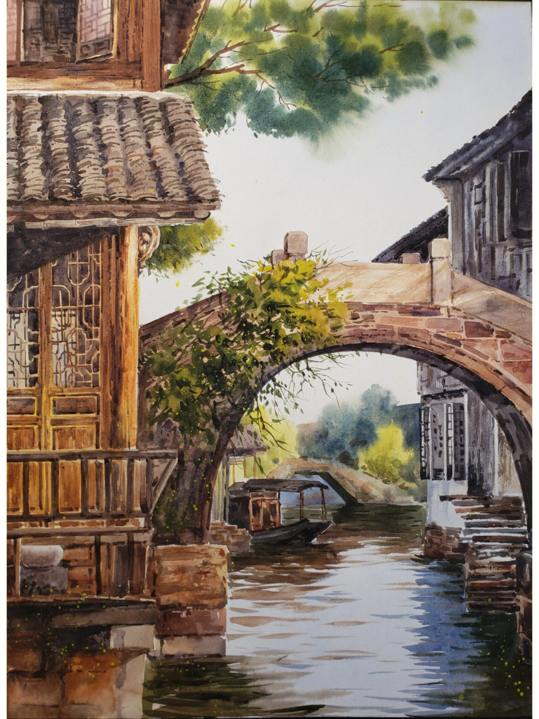 风景画农村 小桥图片