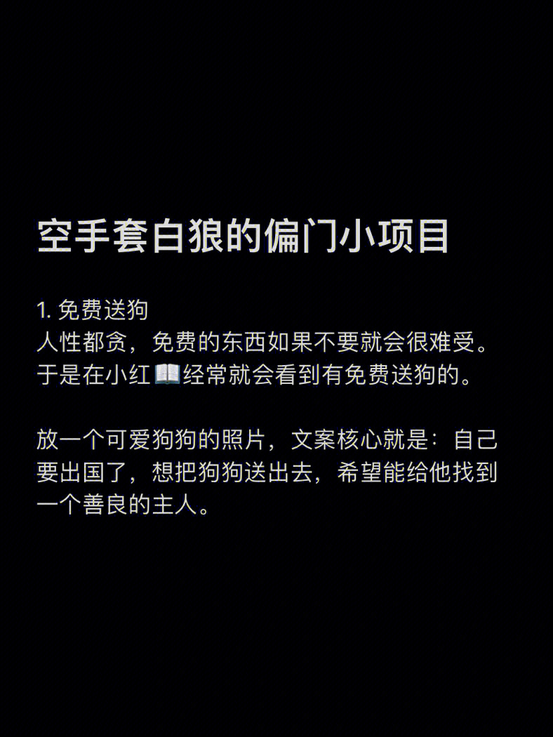 空手套白狼的偏门小项目拆解