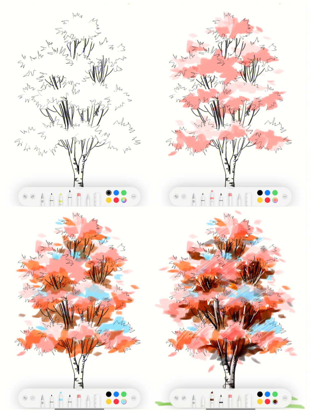 马克笔画树教程图片