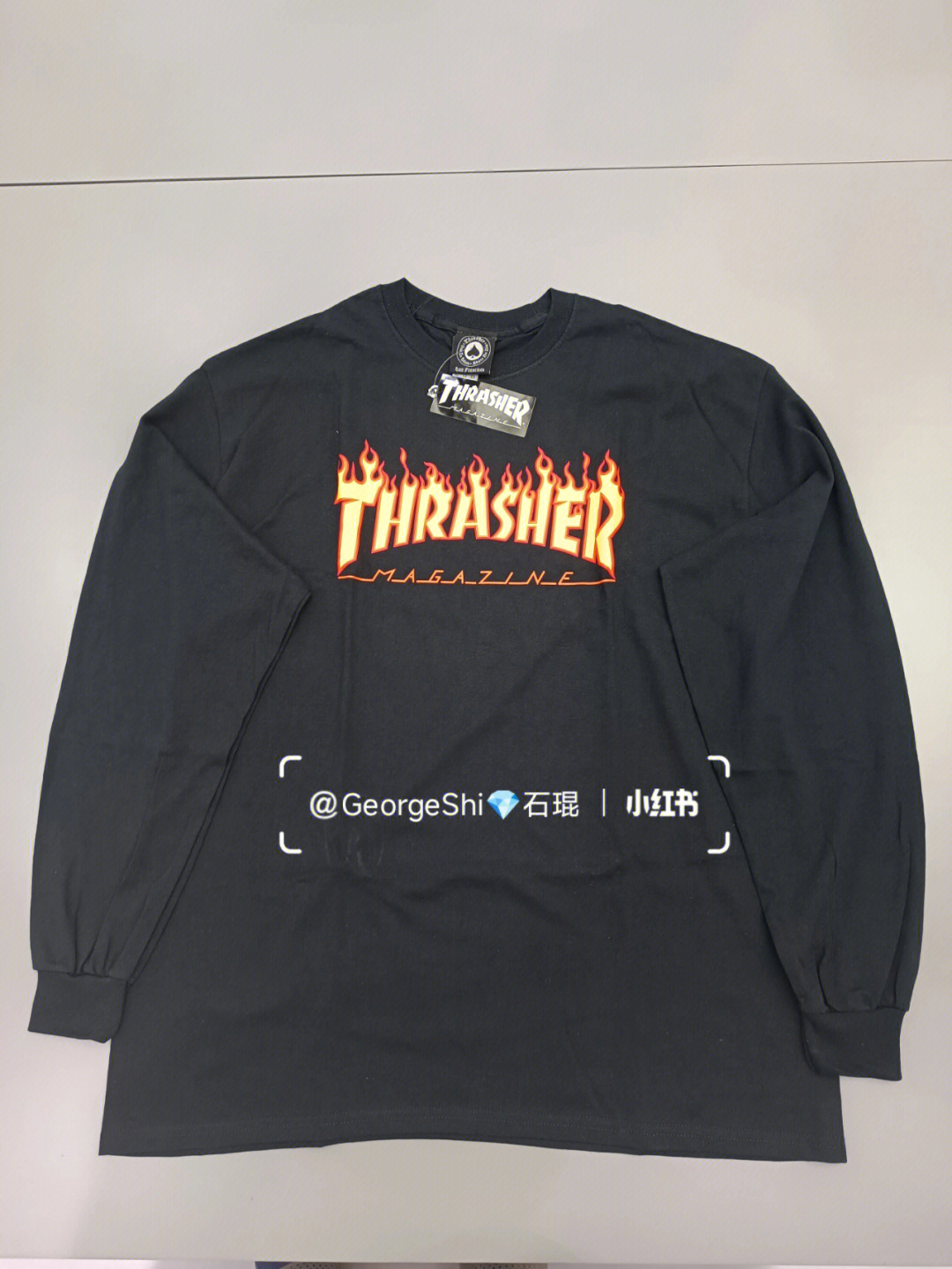 thrasher正品火焰长袖tee严重瑕疵rmb69