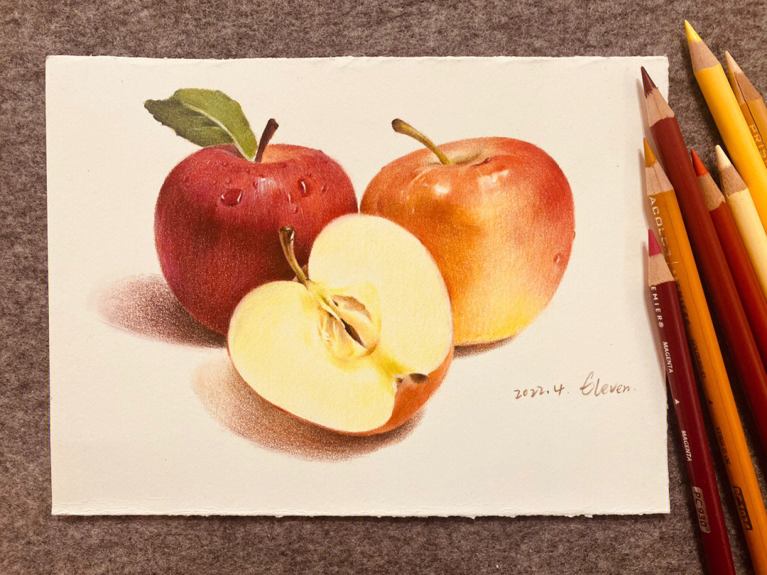 彩铅苹果 写生图片